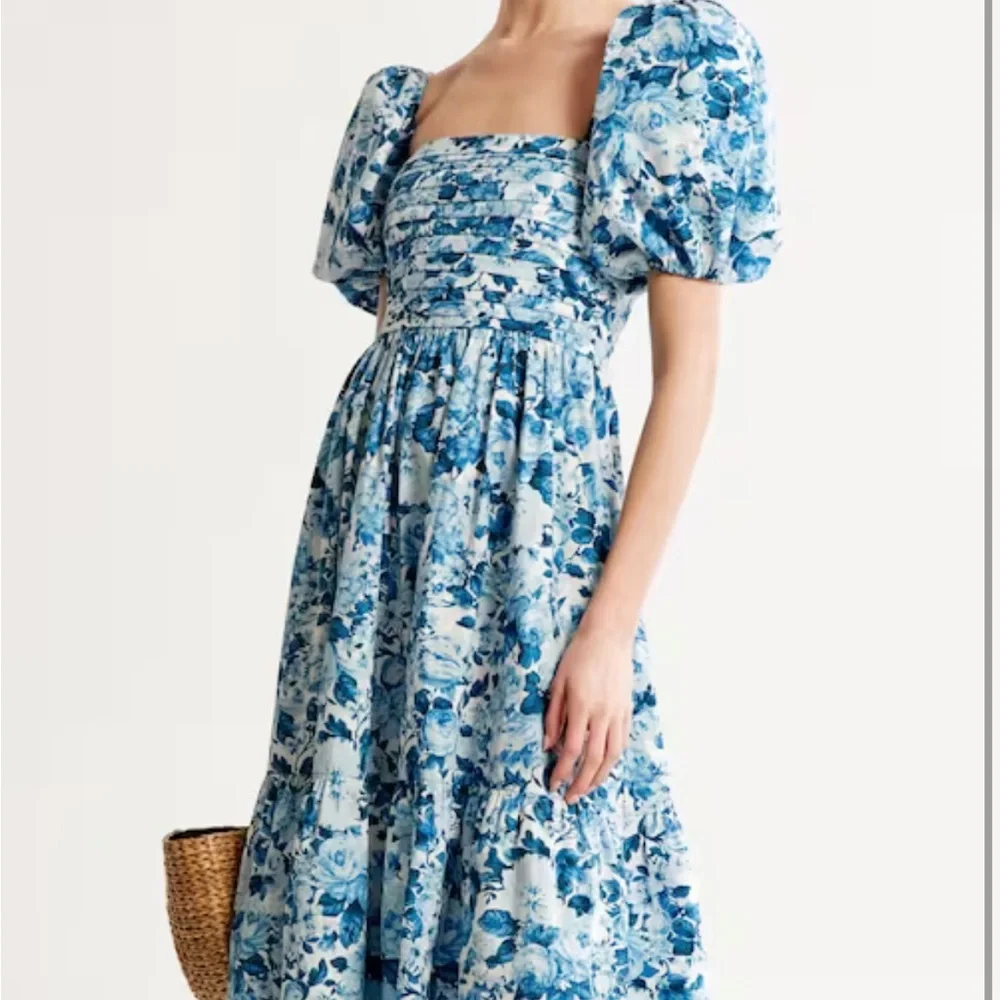 Abercrombie & Fitch Blue Floral Midi Dress - Picture 1 of 4